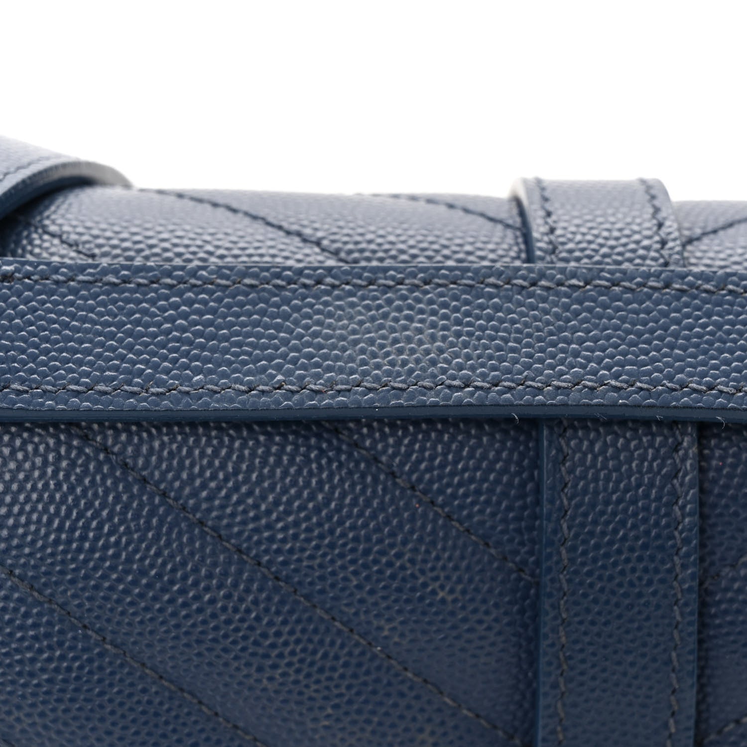 Saint Laurent Grain De Poudre Textured Mixed Matelasse Triquilt Medium Monogram Satchel Deep Marine 11 of 12