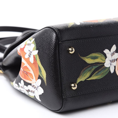 Dolce & Gabbana Dauphine Orange Print Medium Miss Sicily Satchel Black 7 of 13