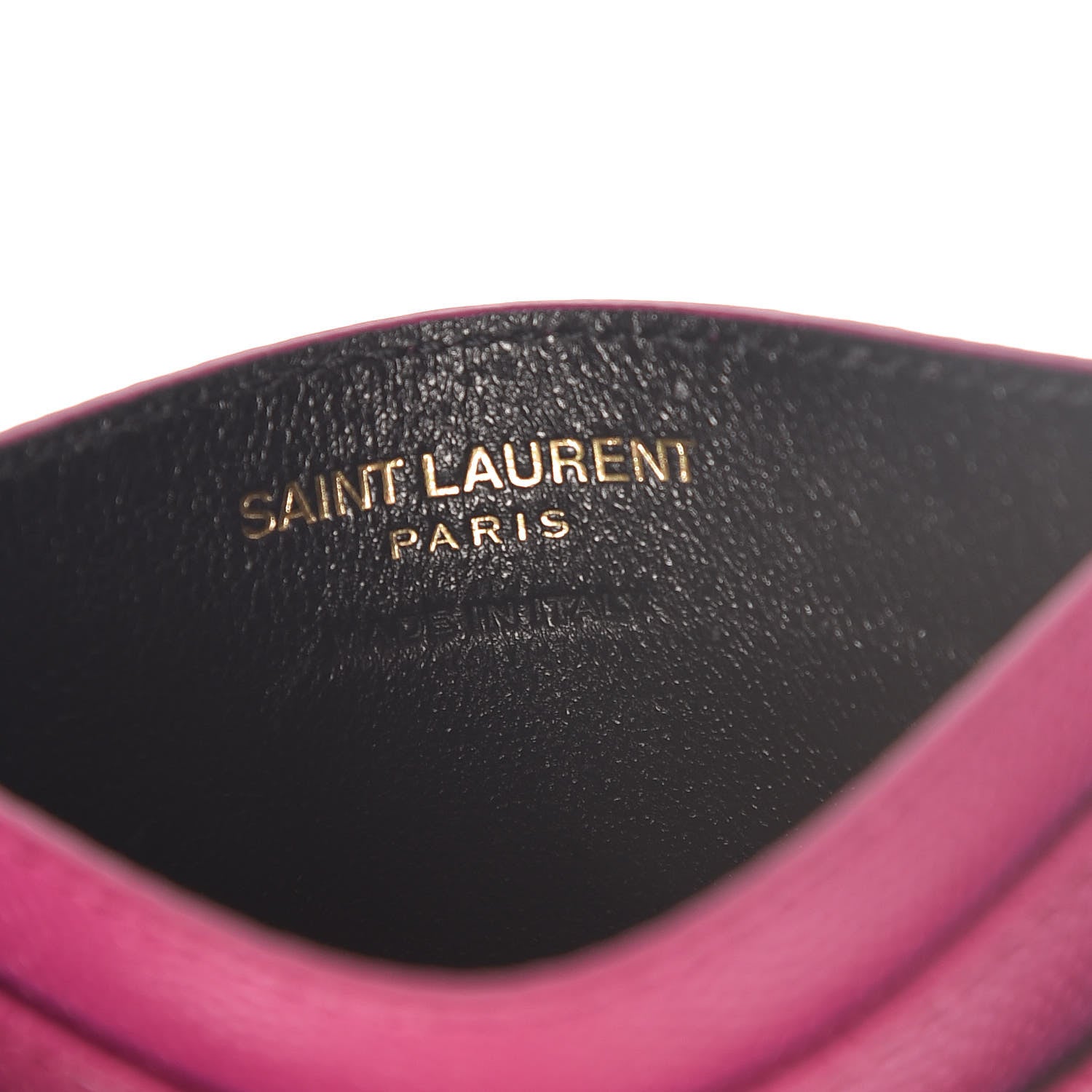 Saint Laurent Grain De Poudre Matelasse Chevron Monogram Credit Card Case Dark Grape 6 of 8