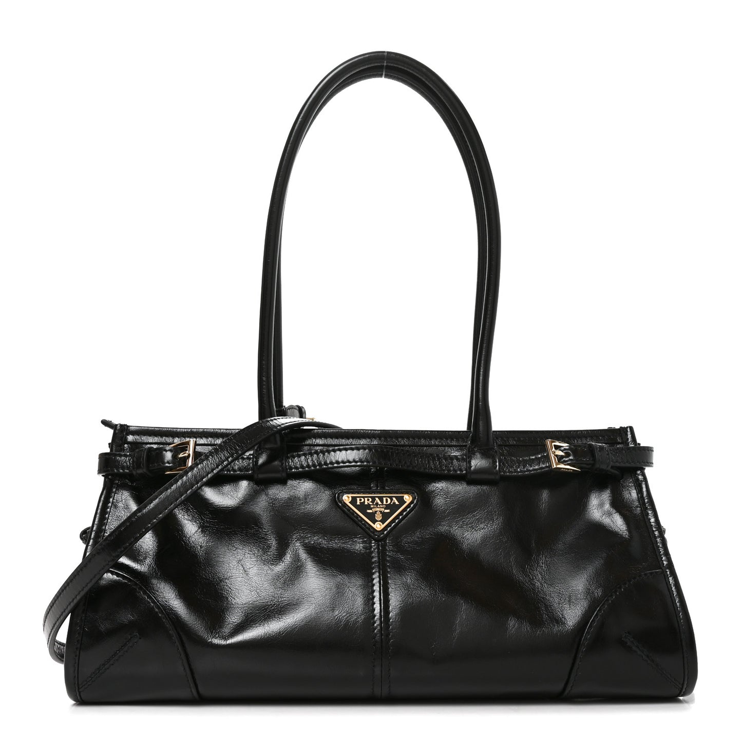 Soft Lux Calfskin Triangle Medium Bonnie Shoulder Bag Black
