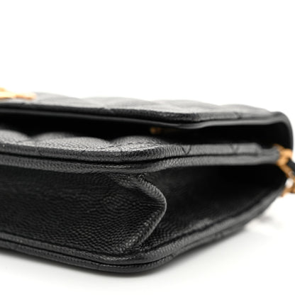 Chanel Caviar Quilted Camellia Wallet On Chain WOC Black 11 of 12