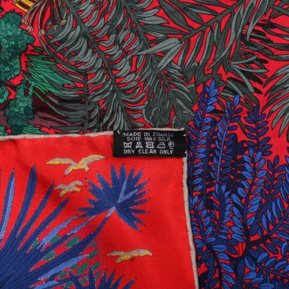 Hermes Silk Jardin A Sintra Scarf 90 Rouge Bleu Vert 2 of 6