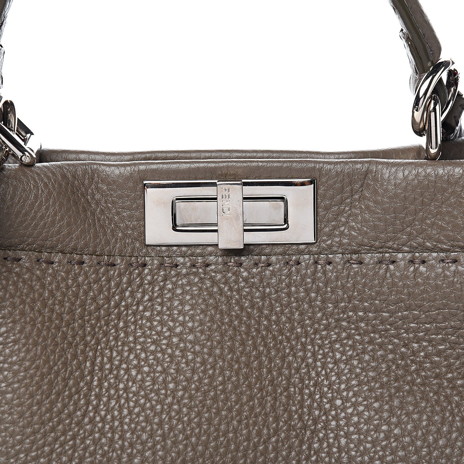 Fendi Cuoio Romano Alcantara Selleria Medium Peekaboo Iconic Satchel Grey Fuchsia 10 of 10