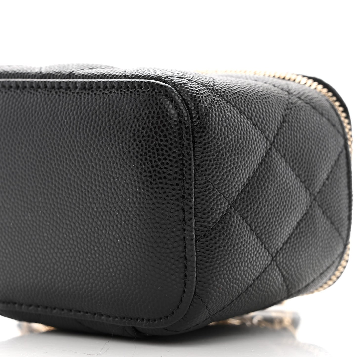 Caviar Quilted Mini Vanity Case With Chain Black