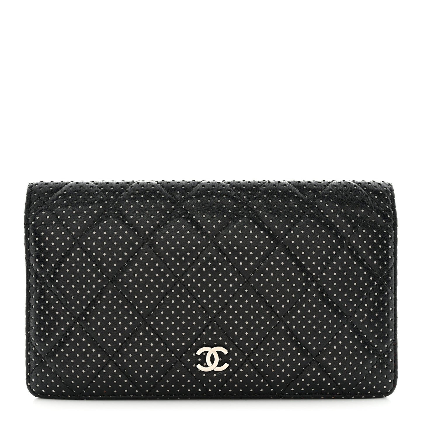 Lambskin Perforated Yen Wallet Black