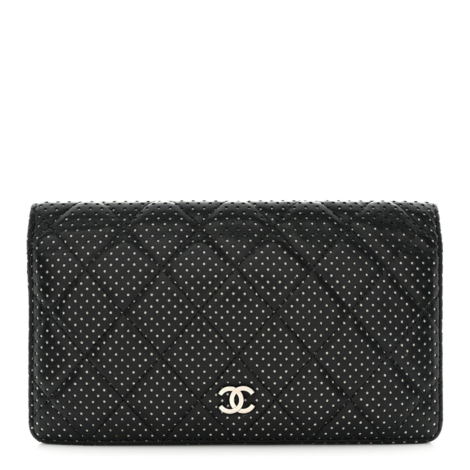 Chanel Lambskin Perforated Yen Wallet Black 1 of 14