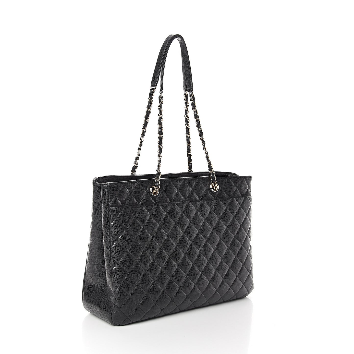 Caviar Quilted Large Shopping Tote Black