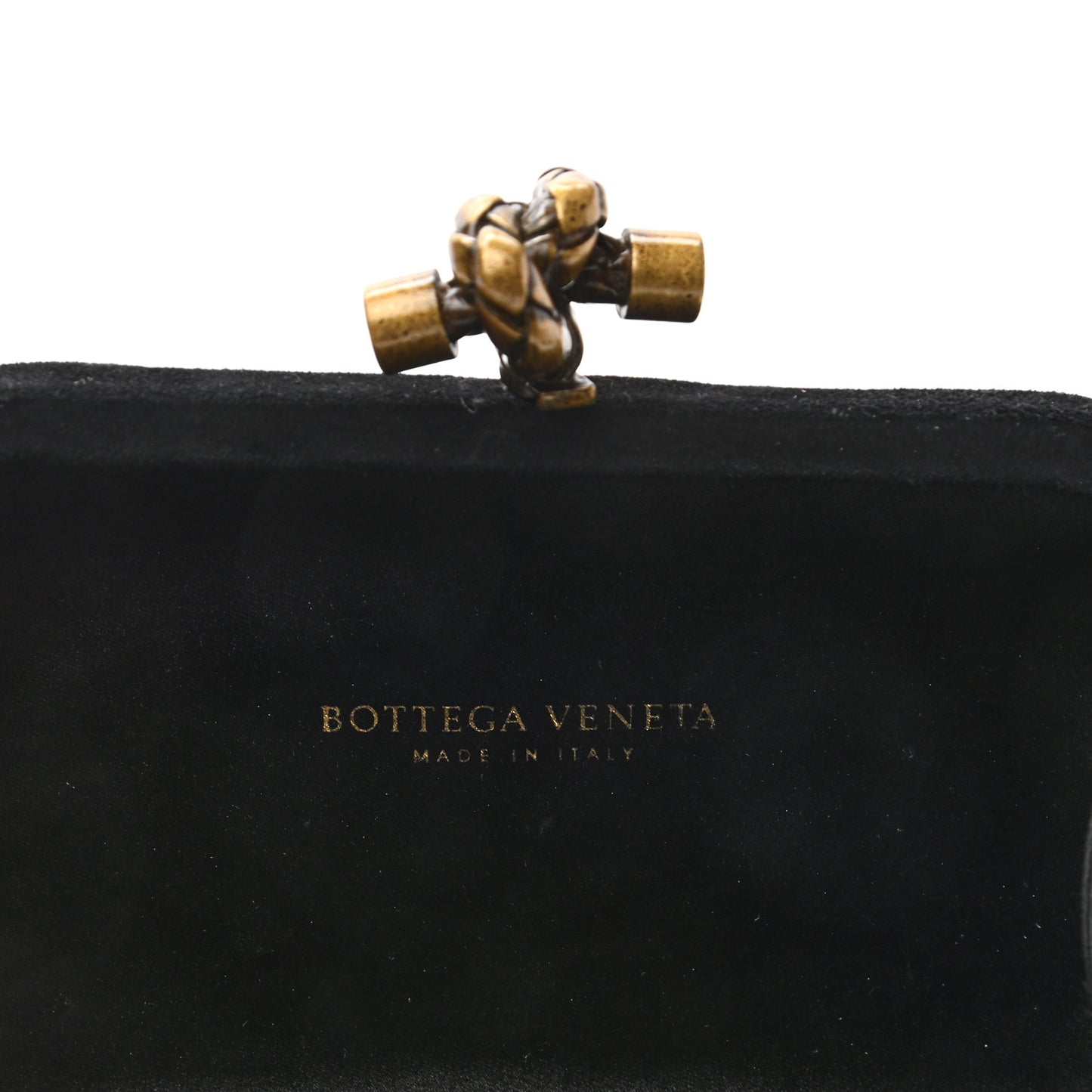 Satin Intreccio Impero Knot Clutch Black