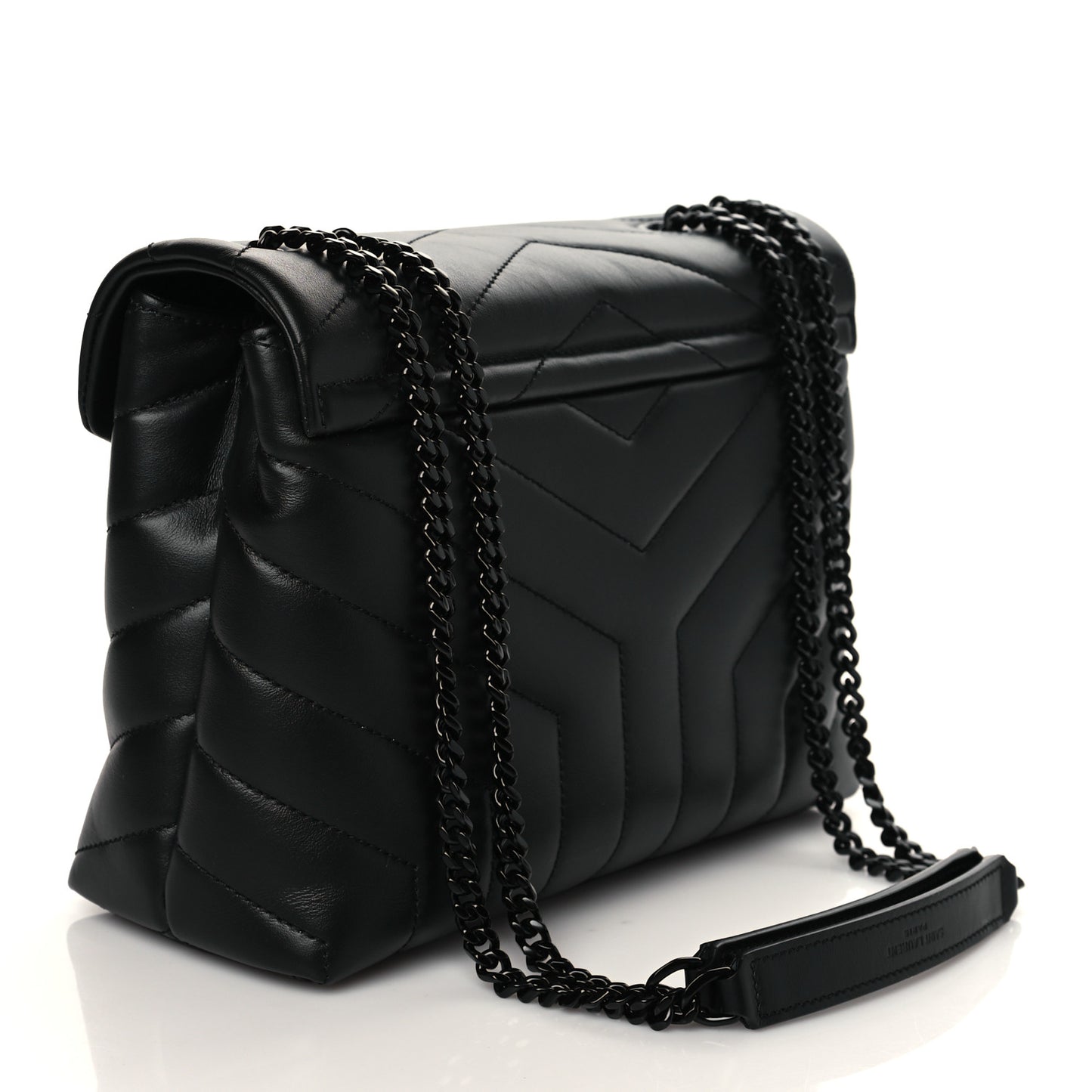 Calfskin Y Quilted Monogram Small Loulou Chain Satchel Black