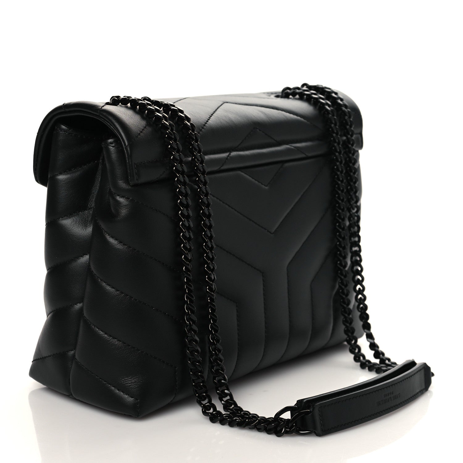 Saint Laurent Calfskin Y Quilted Monogram Small Loulou Chain Satchel Black 2 of 8