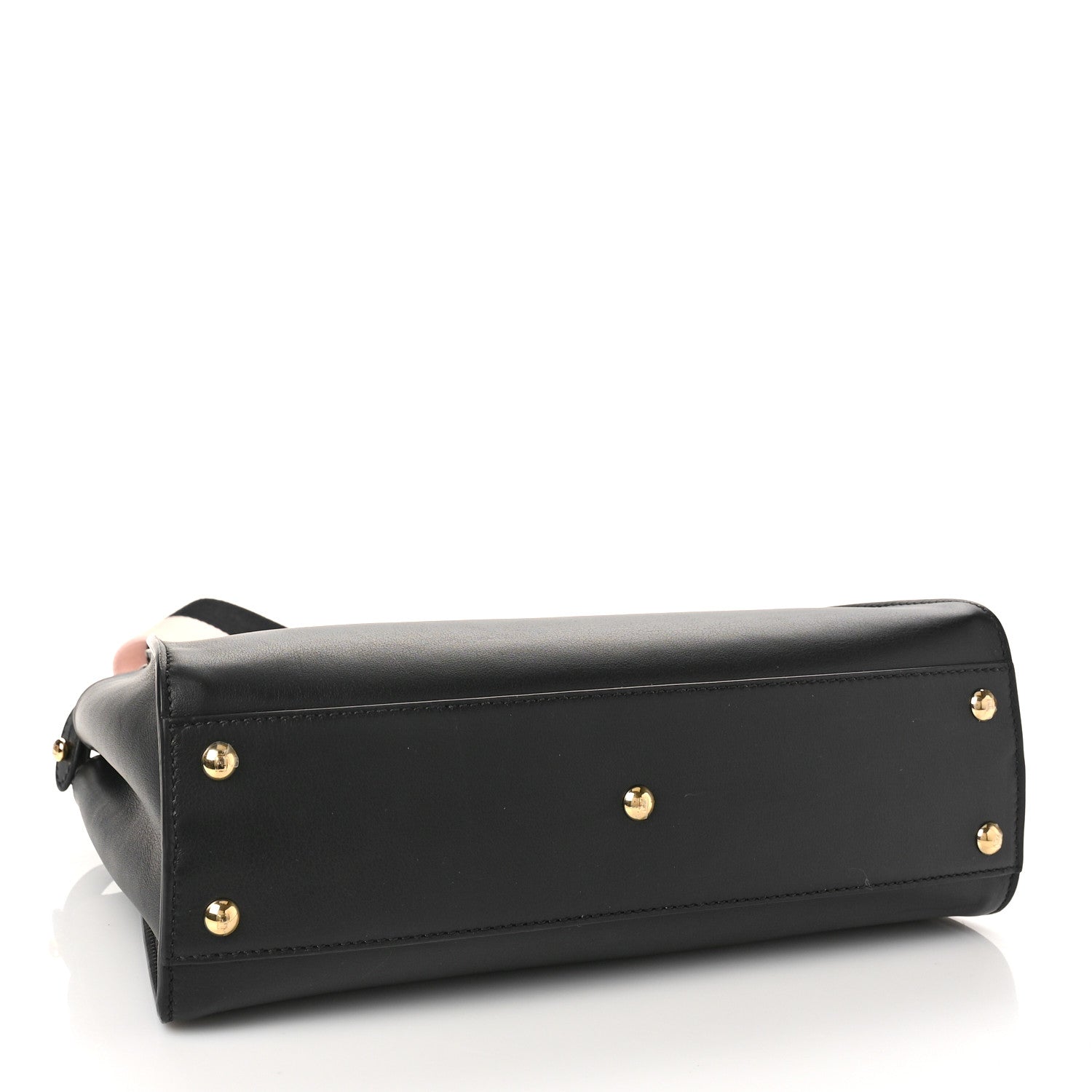 Fendi Vitello Seta Canvas FF Embroidered Medium Peekaboo Iconic Satchel Black Rosa Quarzo 4 of 8