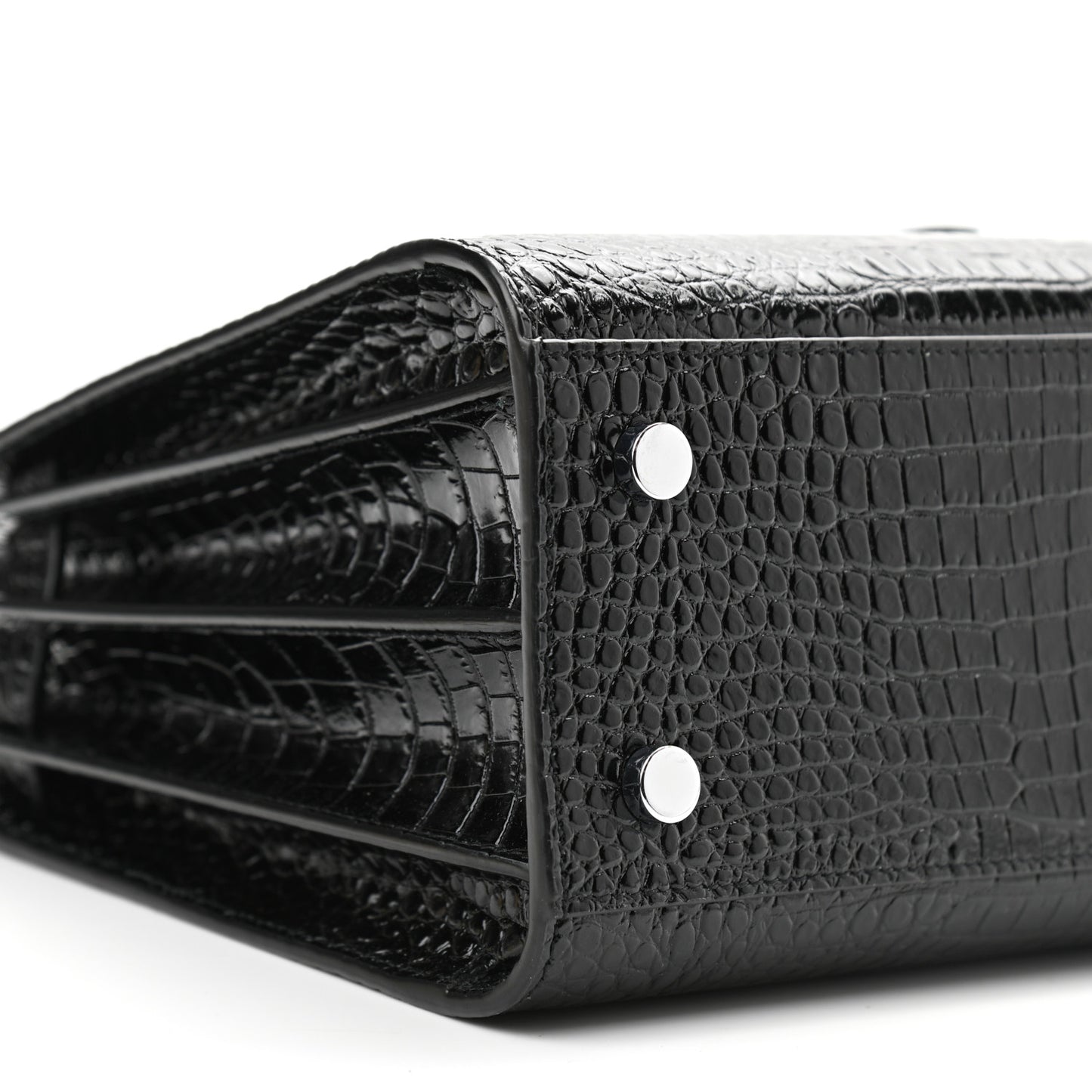 Calfskin Crocodile Embossed Baby Sac De Jour Black