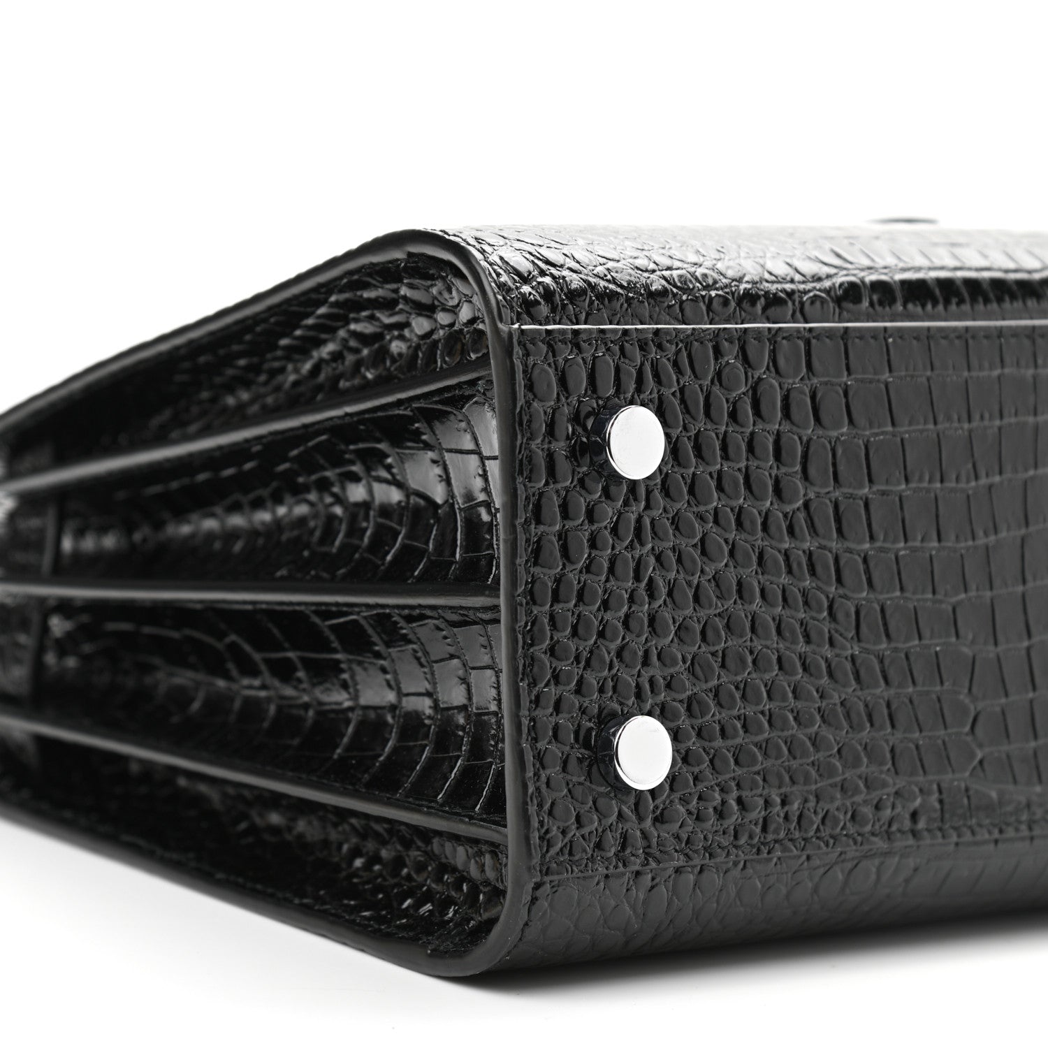 Saint Laurent Calfskin Crocodile Embossed Baby Sac De Jour Black 9 of 10