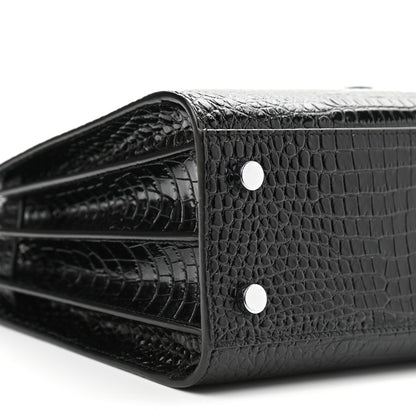 Saint Laurent Calfskin Crocodile Embossed Baby Sac De Jour Black 9 of 10