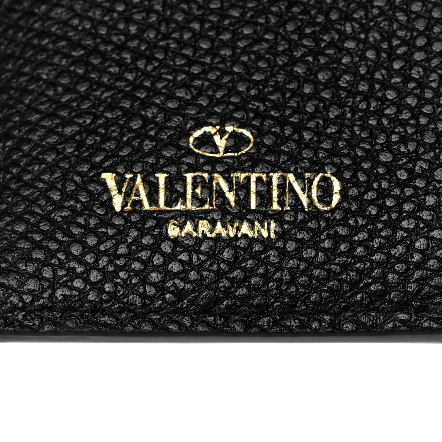 Grainy Calfskin VSling Compact Wallet Black
