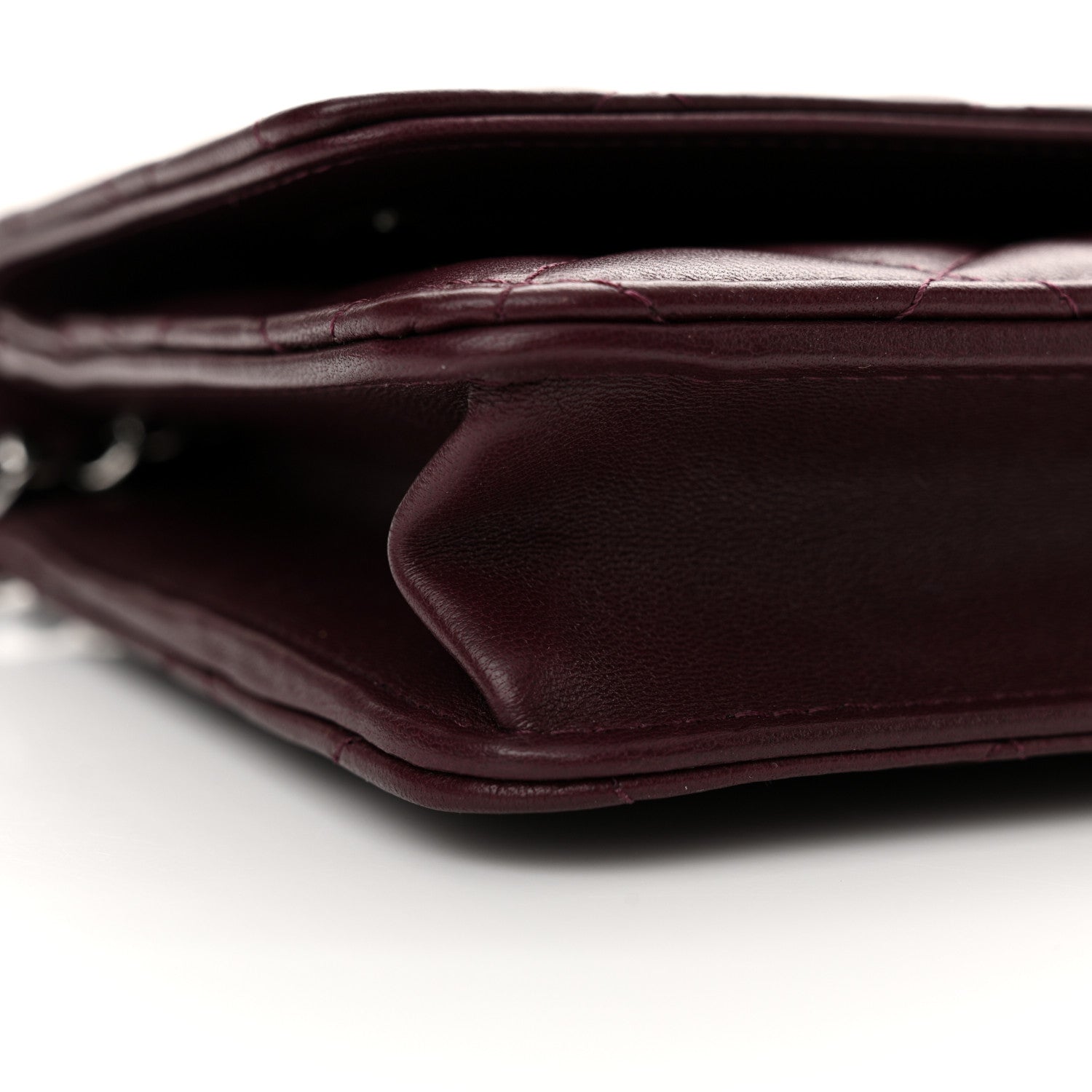 Chanel Lambskin Quilted Enamel CC Wallet On Chain WOC Burgundy 10 of 13