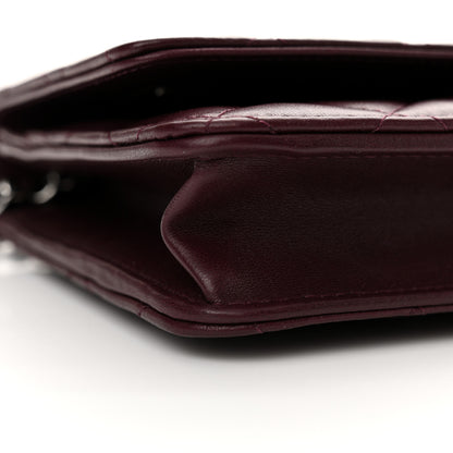 Chanel Lambskin Quilted Enamel CC Wallet On Chain WOC Burgundy 10 of 13