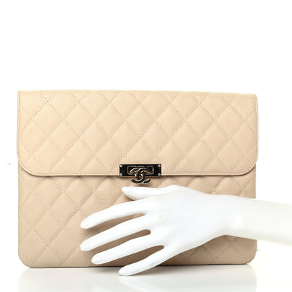 Chanel Caviar Quilted Medium Golden Class Pouch Beige 3 of 8