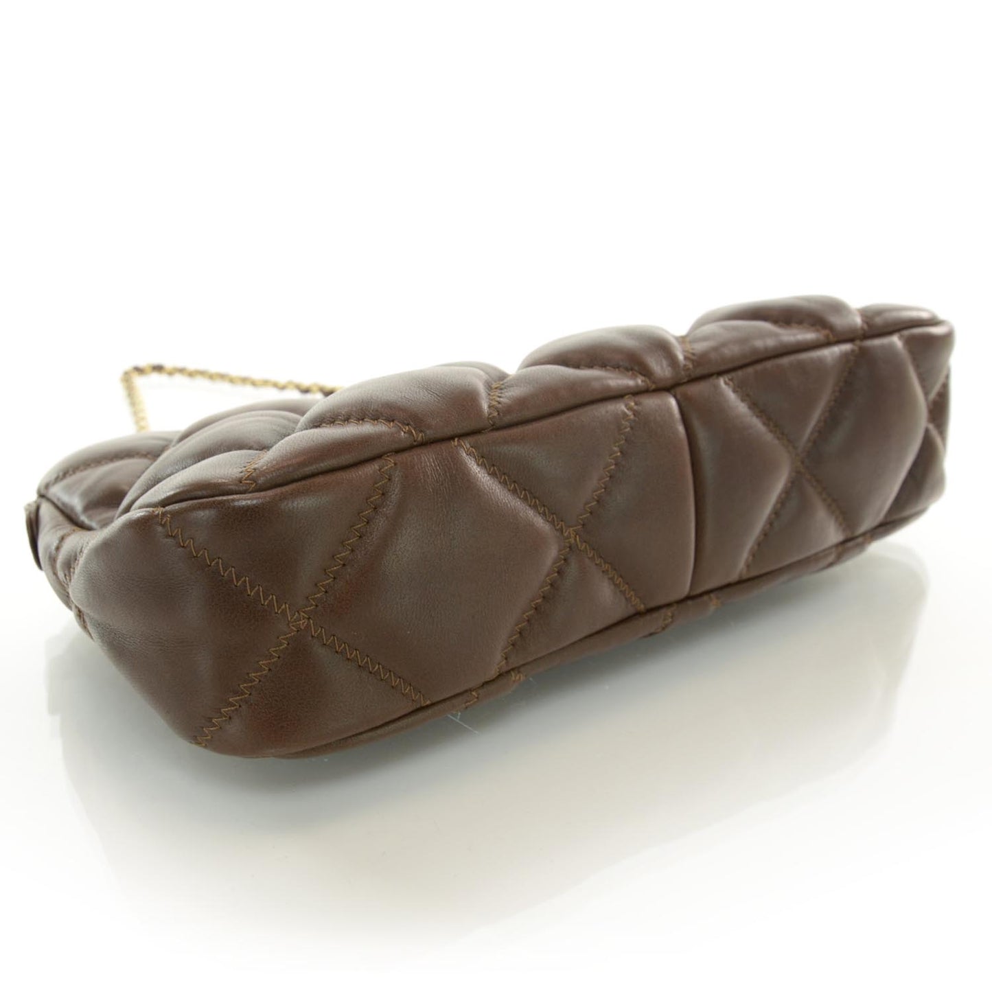 Lambskin Bubble Quilt Pochette Brown