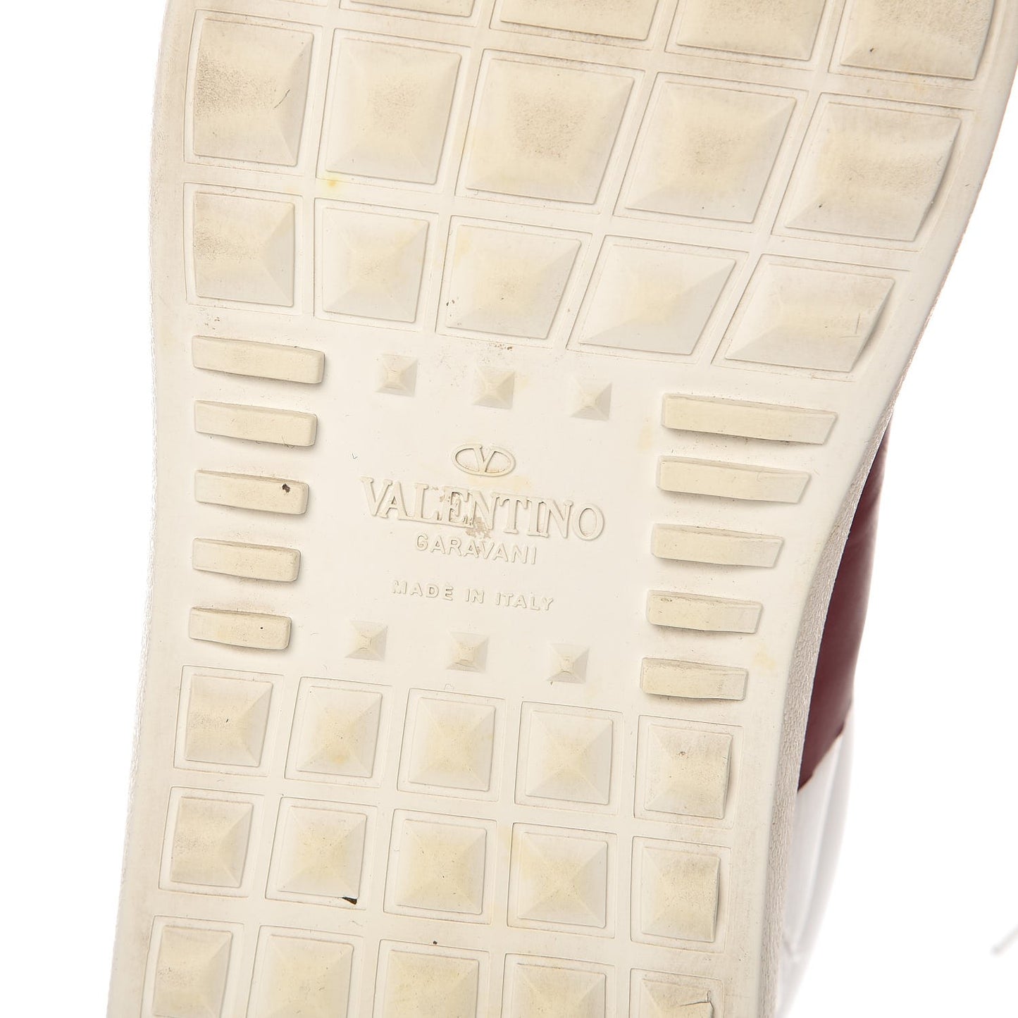 Calfskin Womens Rockstud Open High Top Sneakers 40 White Red