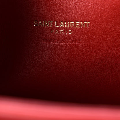 Saint Laurent Calfskin Matelasse Chevron Small Monogram Cabas Lipstick Red 7 of 9