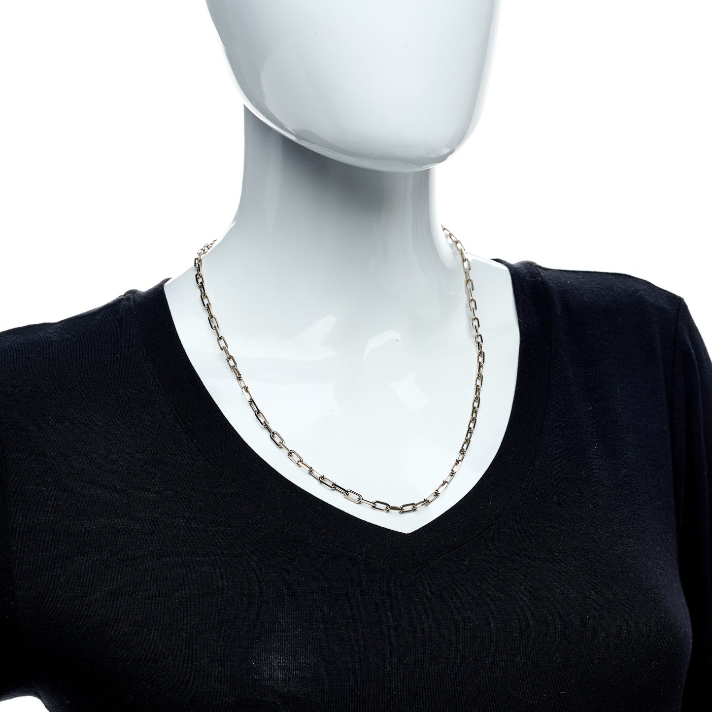 18K White Gold SM Santos De Cartier Link Necklace