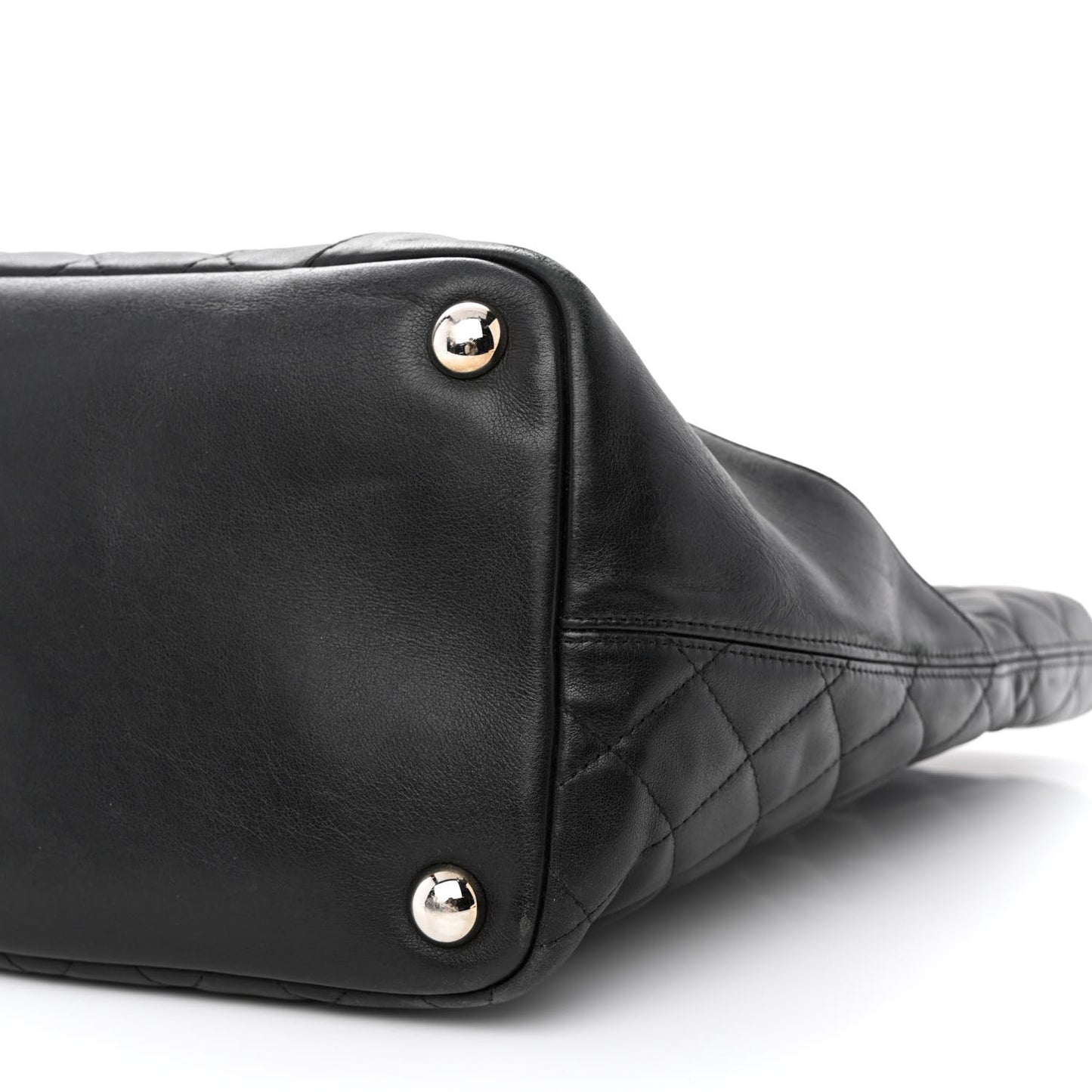 Calfskin Quilted Large Cambon Tote Black White