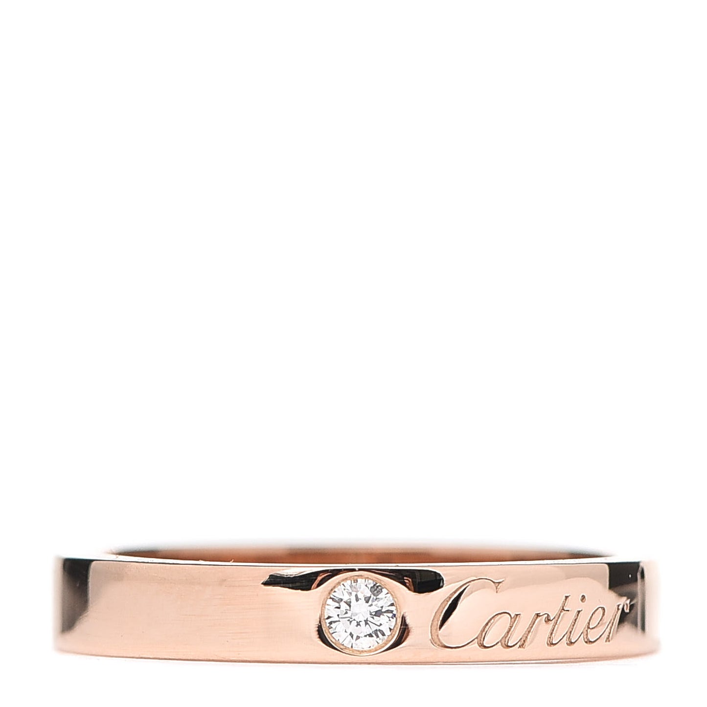 18K Pink Gold Diamond 3mm C De Cartier Wedding Band Ring 49 4.75