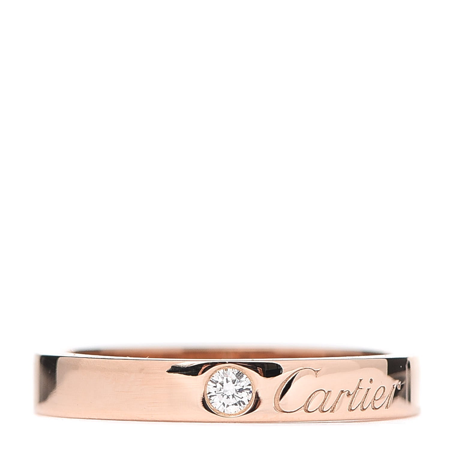 Cartier 18K Pink Gold Diamond 3mm C De Cartier Wedding Band Ring 49 4.75 1 of 6