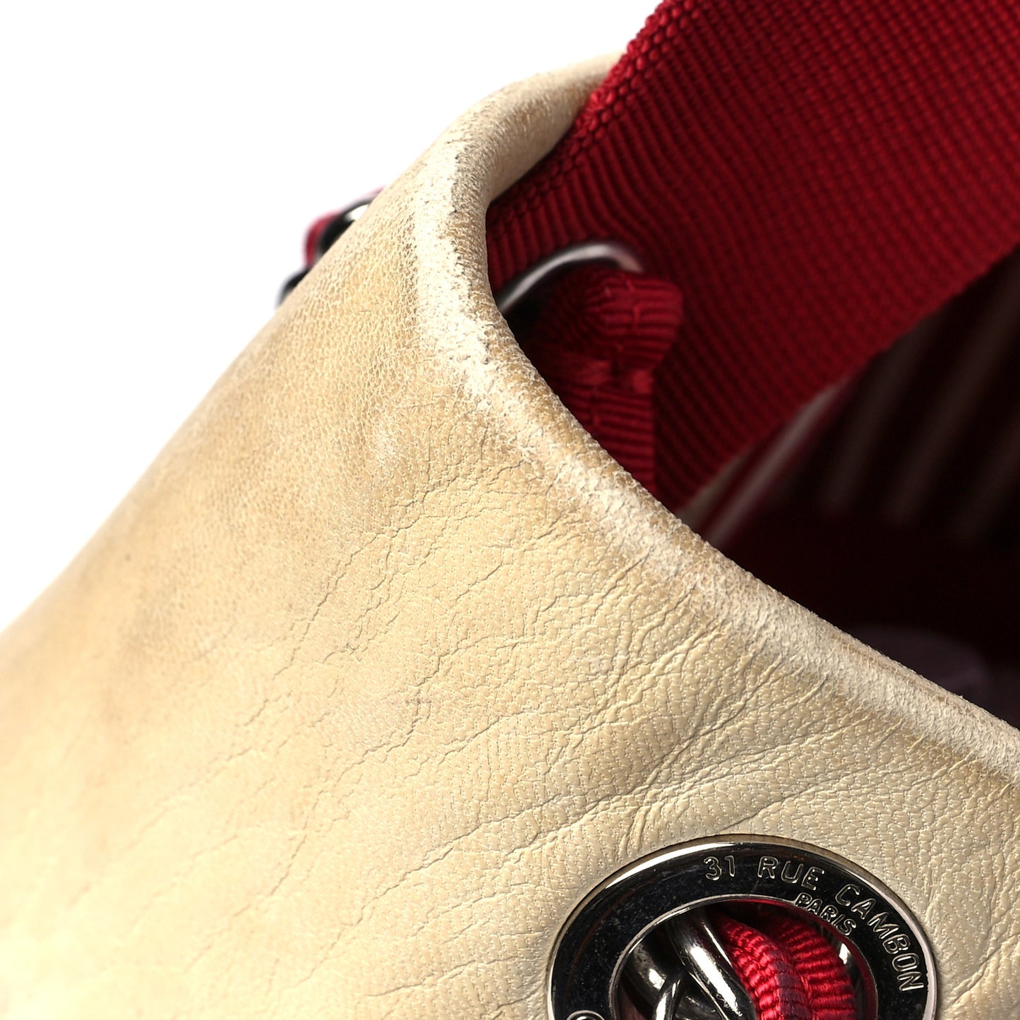 Striped Canvas Logo Tote Red