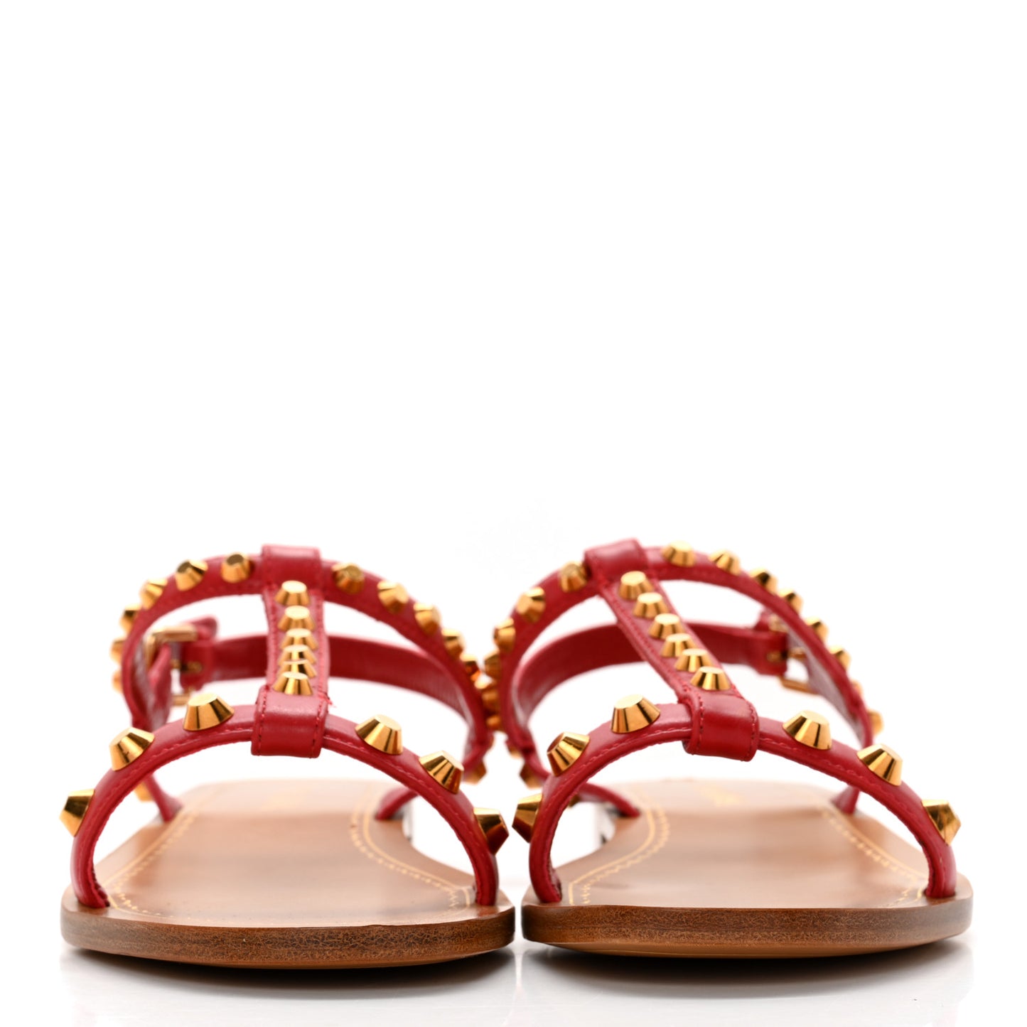Calfskin Studded Sandals 36 Rosso