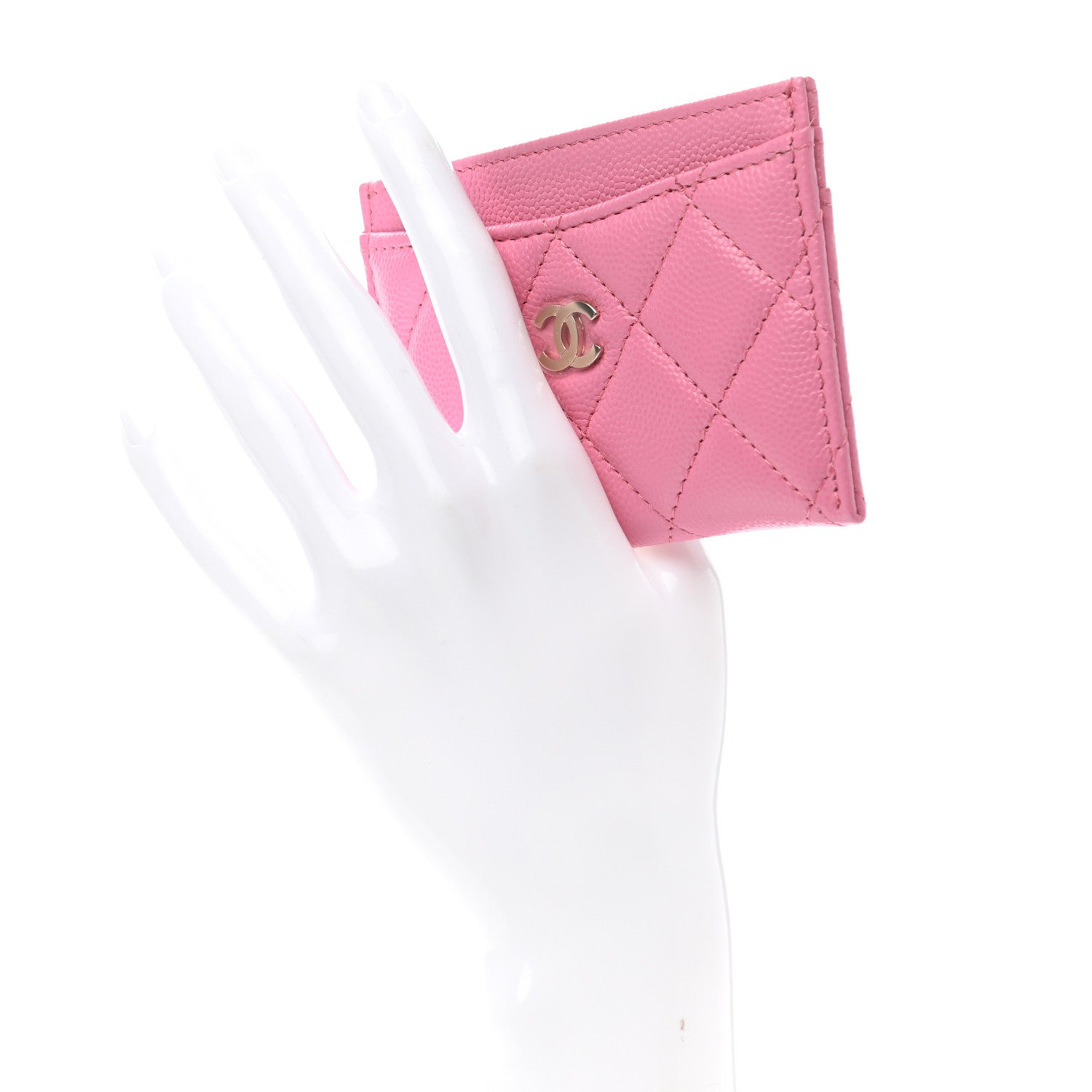 Chanel Caviar Quilted Card Holder Pink 2 of 9