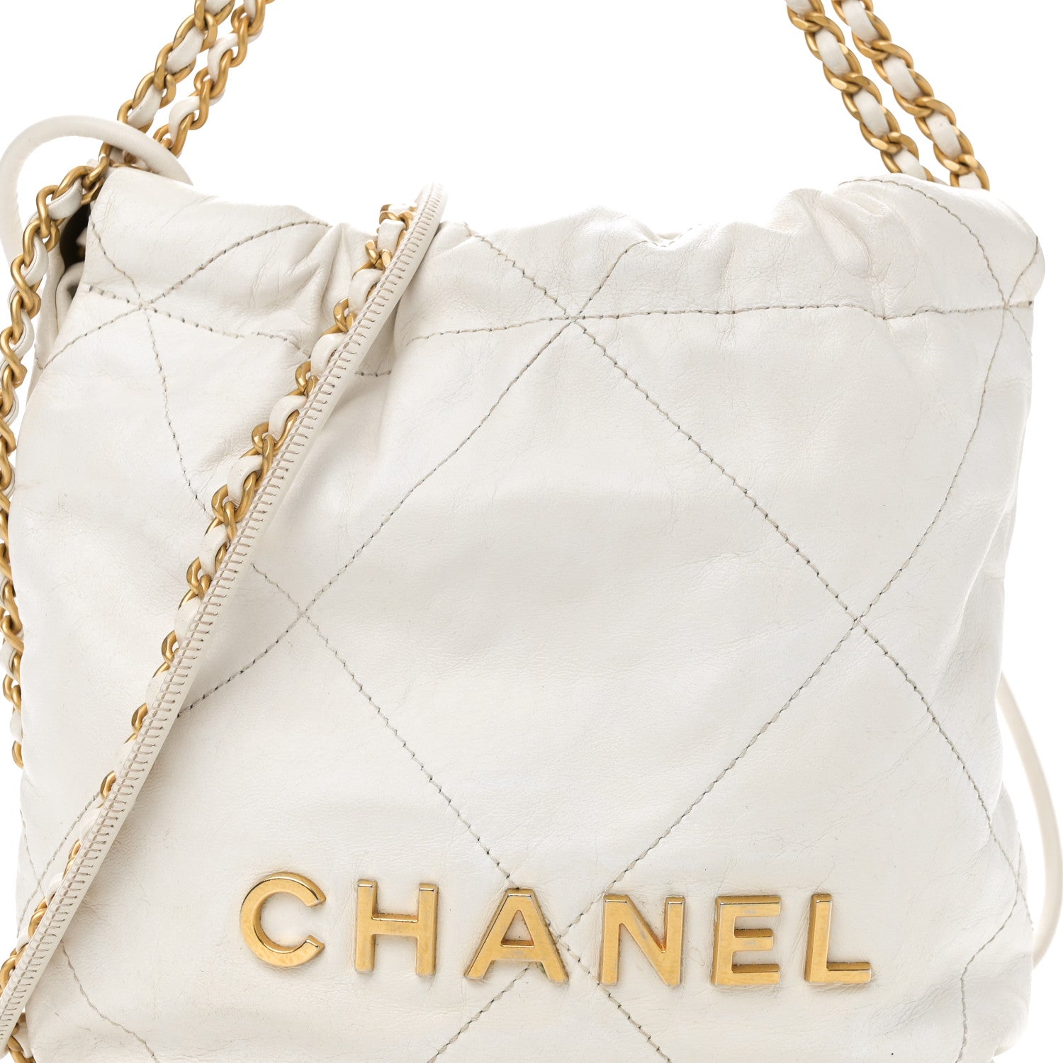 Chanel Shiny Calfskin Quilted Mini Chanel 22 White 8 of 11