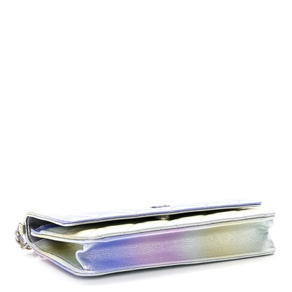 Chanel Gradient Metallic Calfskin Quilted Wallet On Chain WOC Silver Blue Yellow Purple 4 of 11