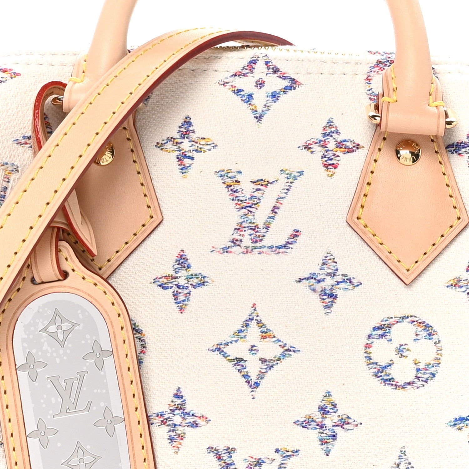 Louis Vuitton Monogram Jacquard Fabric Speedy Bandouliere 20 Multicolor Beige 7 of 9