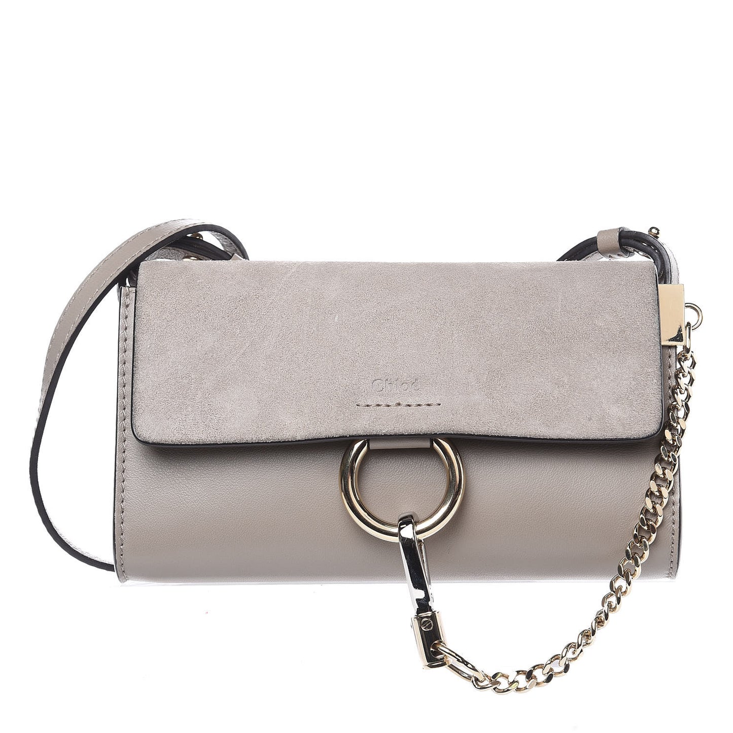 Suede Calfskin Mini Faye Shoulder Bag Motty Grey