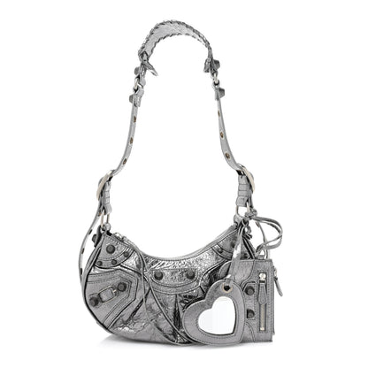 Balenciaga Metallic Agneau Arena Le Cagole Shoulder Bag XS Silver 1 of 9