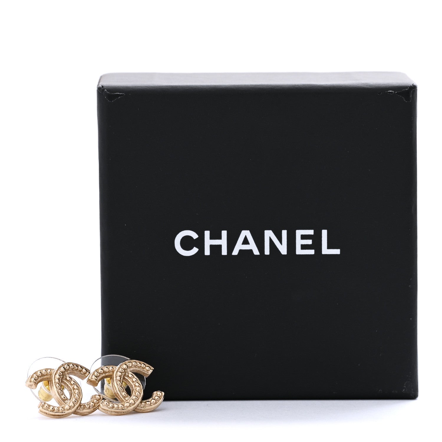 Chanel Studded CC Earrings Gold 5 of 5
