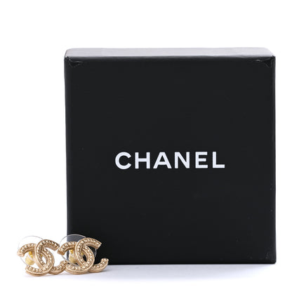Chanel Studded CC Earrings Gold 5 of 5