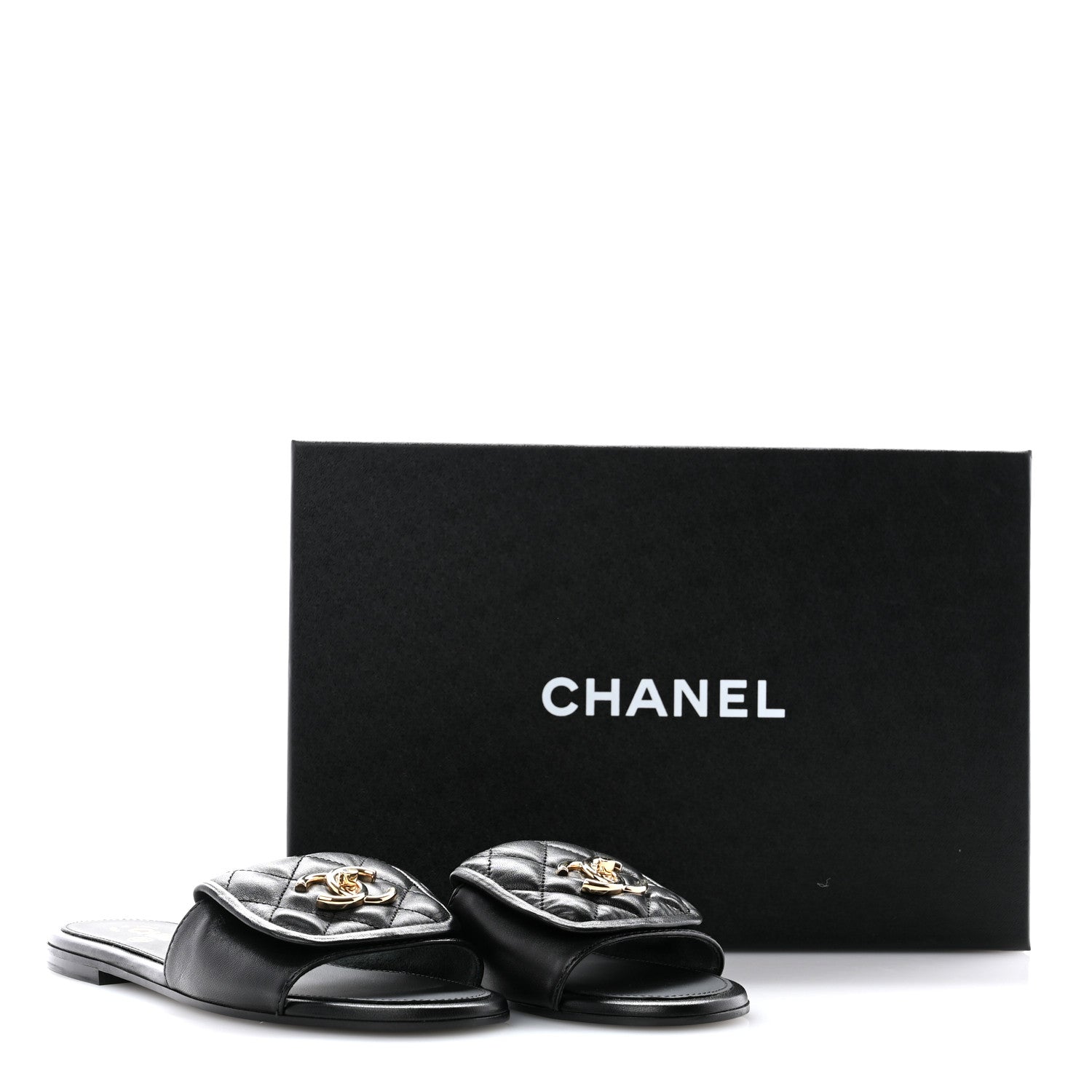 Chanel Lambskin Quilted Turnlock Flat Mules 36 Black 10 of 10