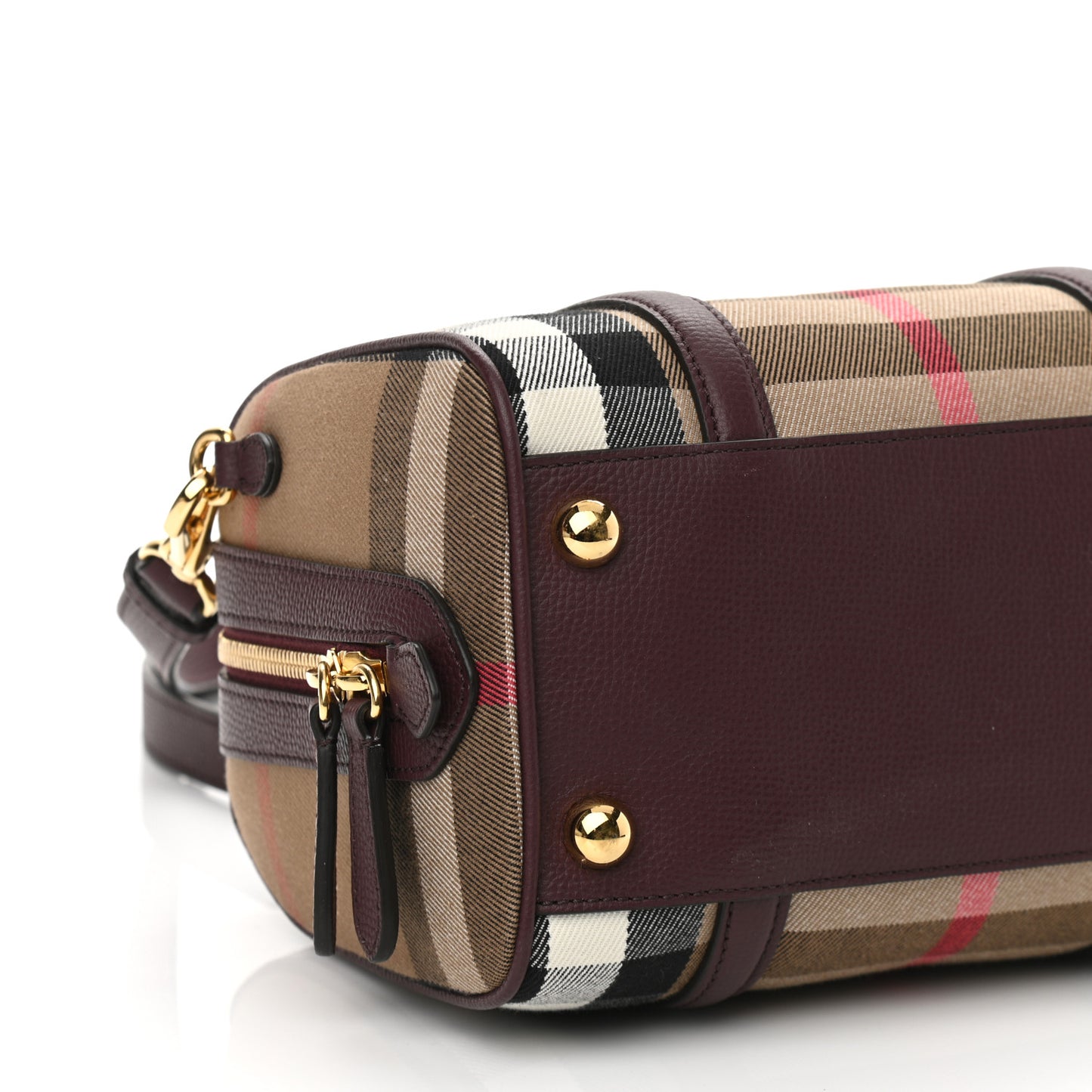 House Check Derby Calfskin Small Alchester Bowling Bag Mahogany Red