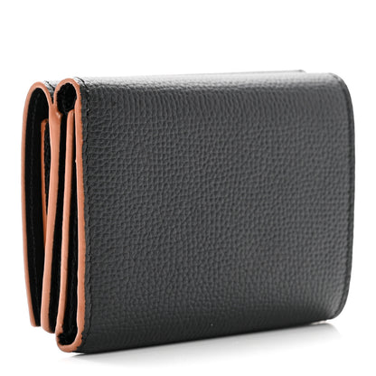 Loewe Grained Calfskin Anagram Trifold Wallet Black 4 of 7