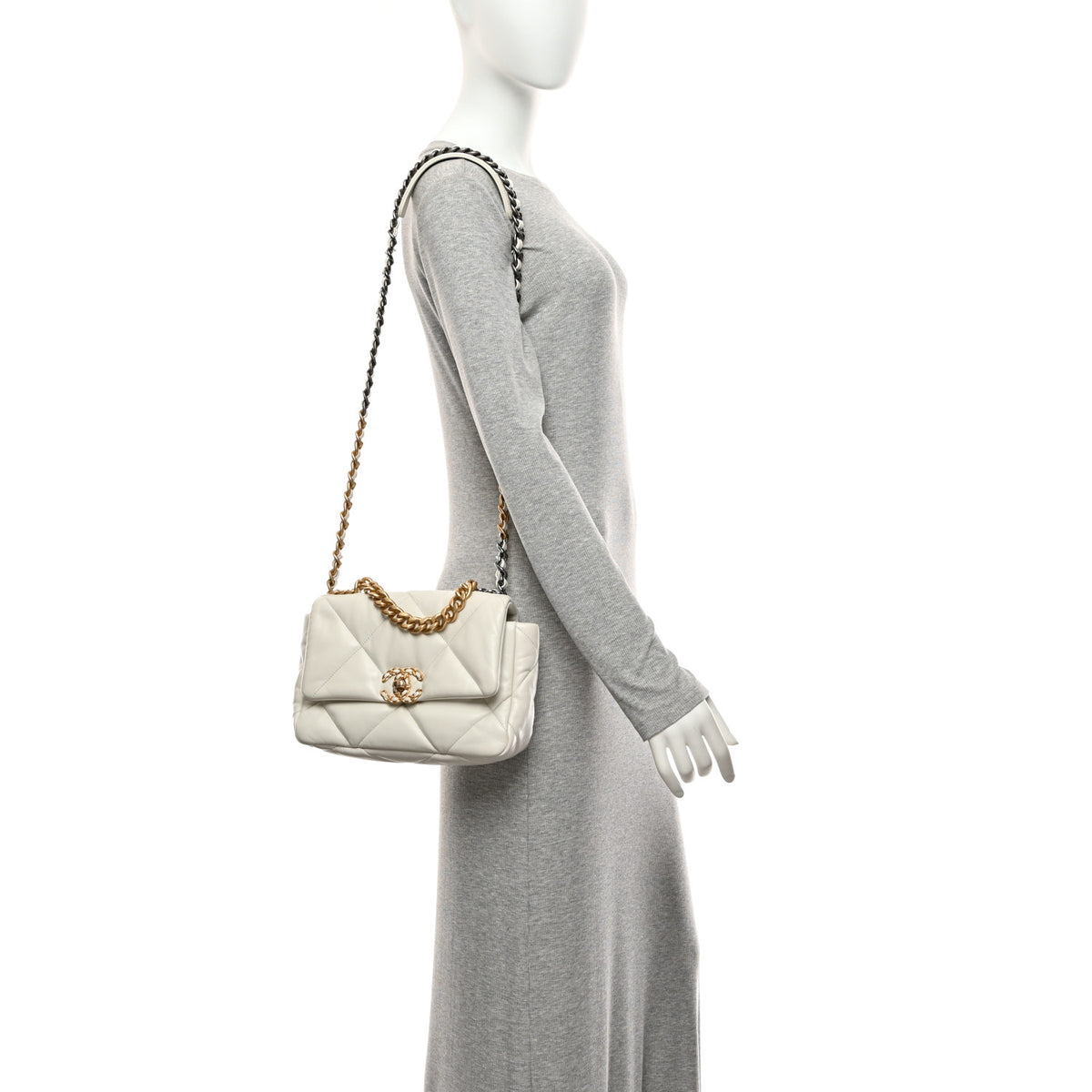 Chanel Lambskin Quilted Medium Chanel 19 Flap White 2 of 10