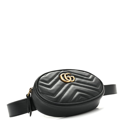 Gucci Calfskin Matelasse GG Marmont Belt Bag 75 30 Black 4 of 10