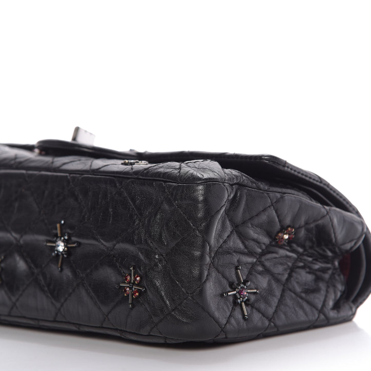 Aged Calfskin Crystal 2.55 Reissue 225 Flap Black