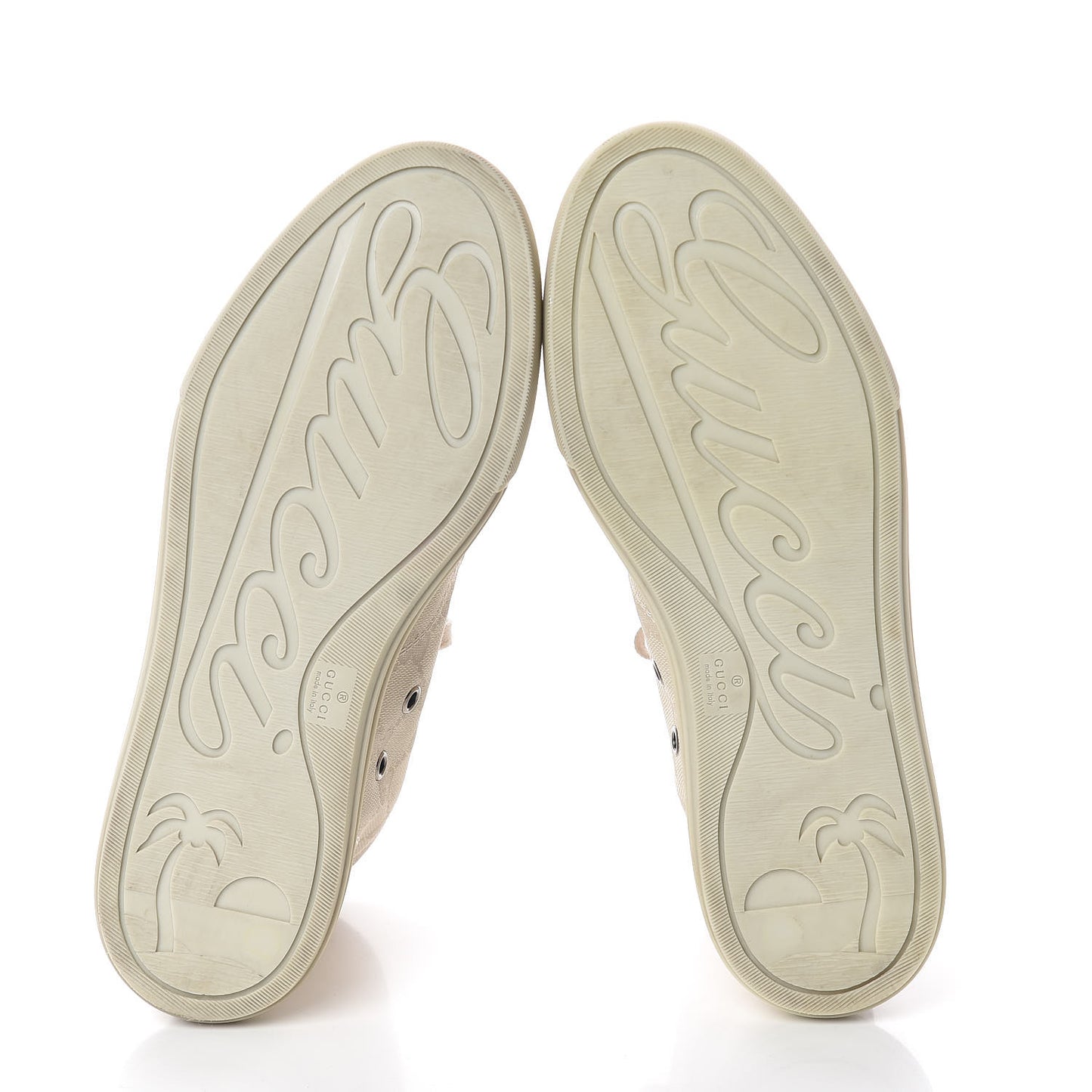 Washed Cotton GG Monogram Calfskin Womens High Top Sneakers 38 White Mystic White Great White