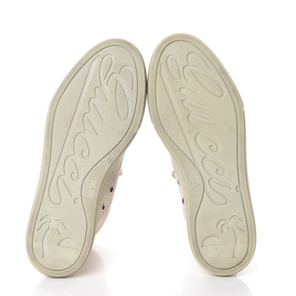 Gucci Washed Cotton GG Monogram Calfskin Womens High Top Sneakers 38 White Mystic White Great White 8 of 10