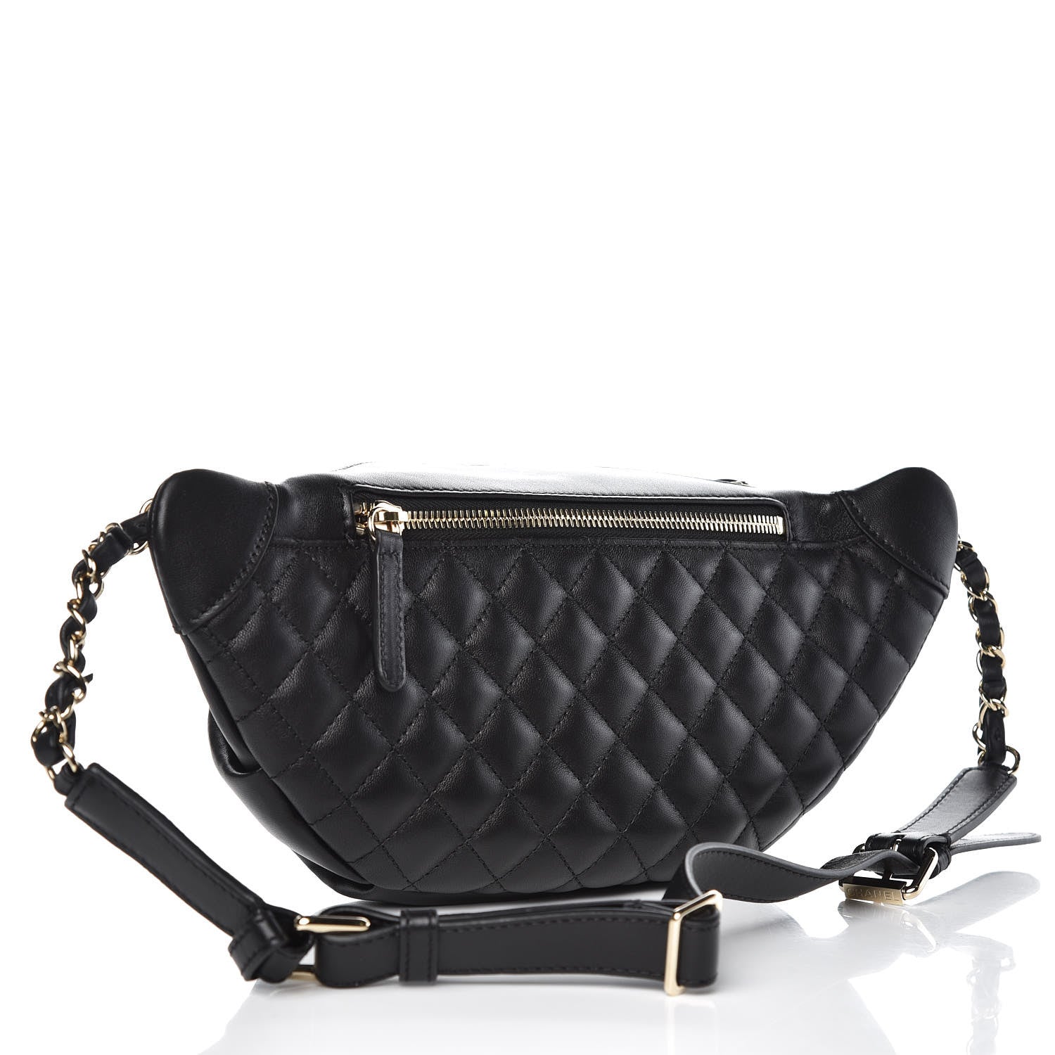 Chanel Lambskin Quilted Waist Bag Fanny Pack Black 3 of 8