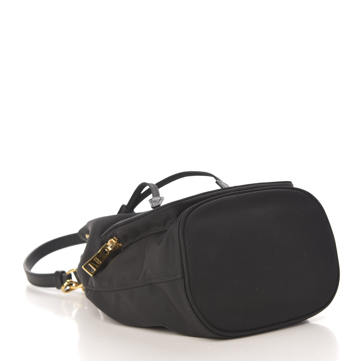 Prada Saffiano Tessuto Nylon Mini Bucket Crossbody Bag Black 4 of 9