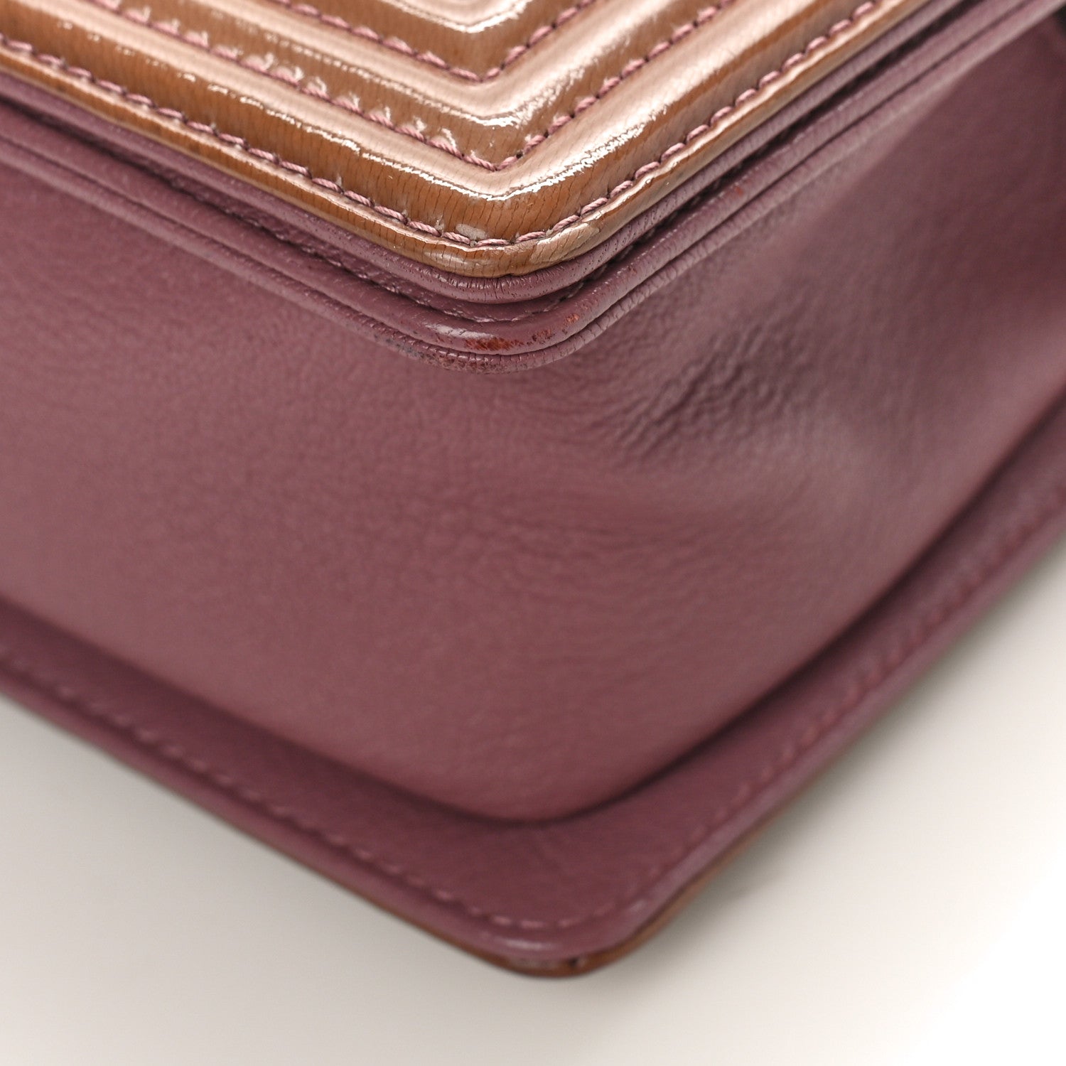 Chanel Goatskin Quilted Patent Medium Duo Boy Flap Pink Tan 8 of 12